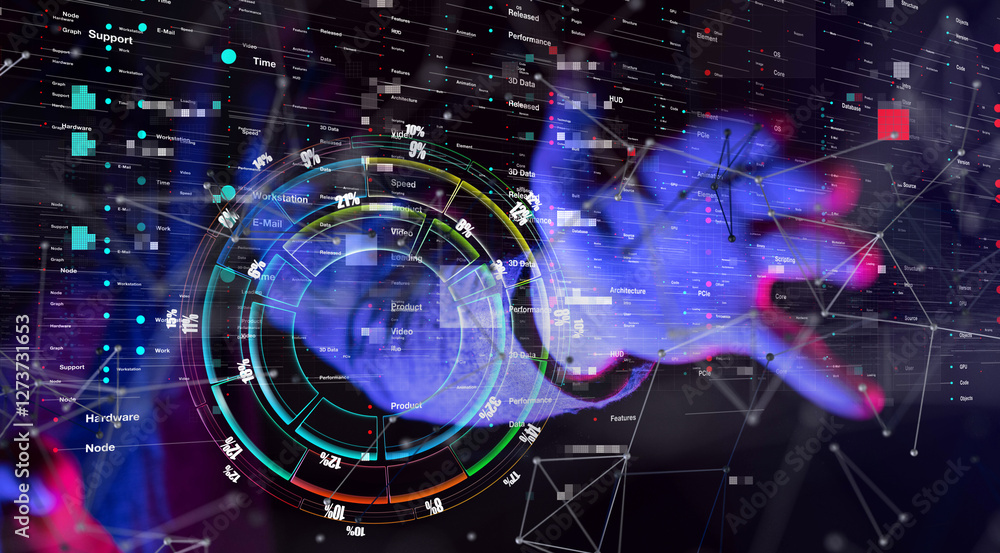 Fototapeta premium diagram Futuristic wave, Futuristic data stream