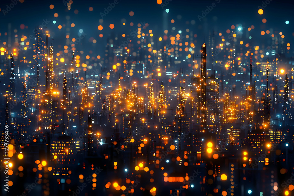 Futuristic City Nightscape Illuminated Skyline Futuristic City Nightscape Illuminated Skyline