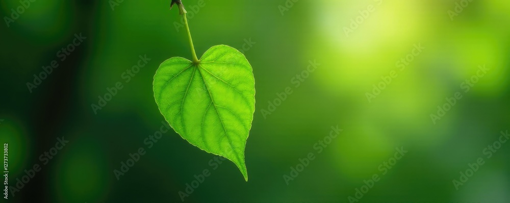 Single sweetleaf hoya green leaf hanging from a node, , foliage Single sweetleaf hoya green leaf hanging from a node, , foliage