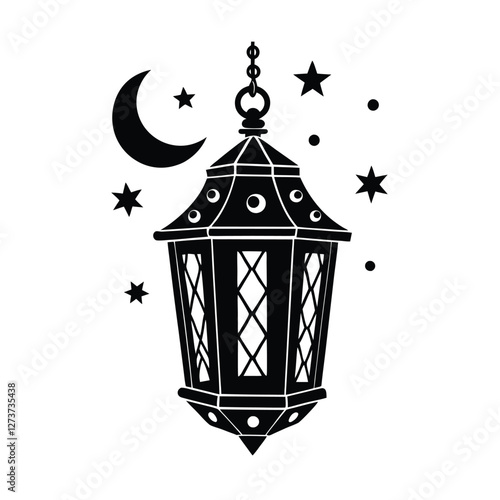 vintage lantern with stars on a white background