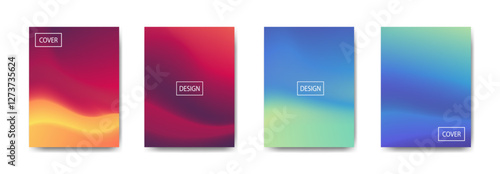 set of abstract background with beautiful gradation color, colorful background for poster flyer banner backdrop.vertical banner.cool fluid background vector illustration
