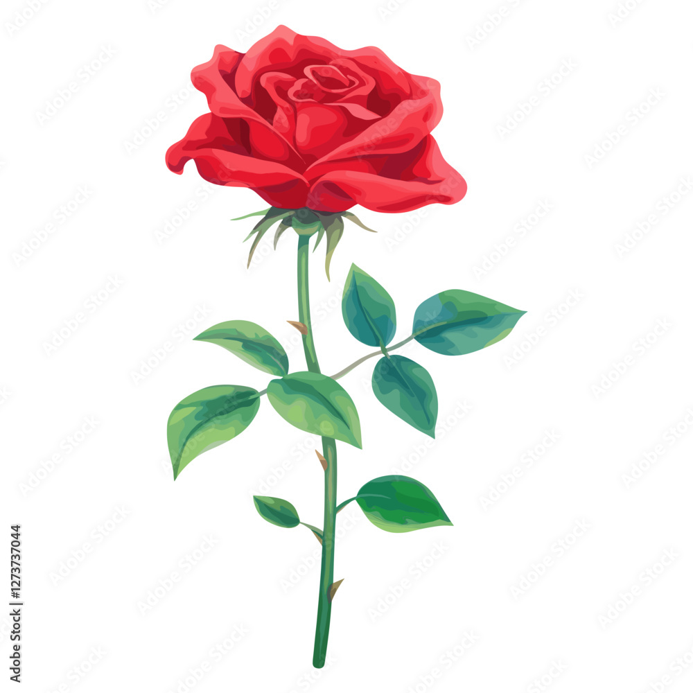 Naklejka premium Passionate red Rose rose illustration vibrant vector