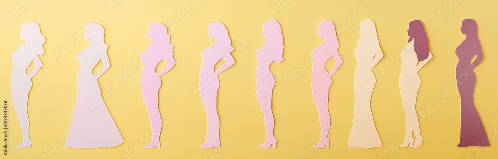Diversity and inclusion are conceptualized in a banner design through paper human figures arranged in a circle on a yellow background Diversity and inclusion are conceptualized in a banner design through paper human figures arranged in a circle on a yellow background