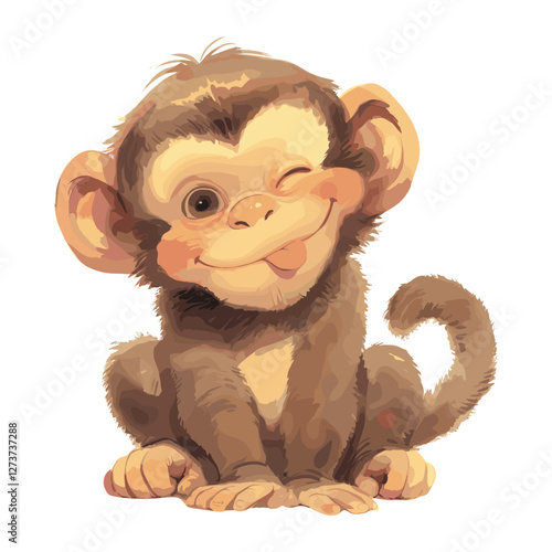 Monkey with Tongue Out illustration winking animal vector