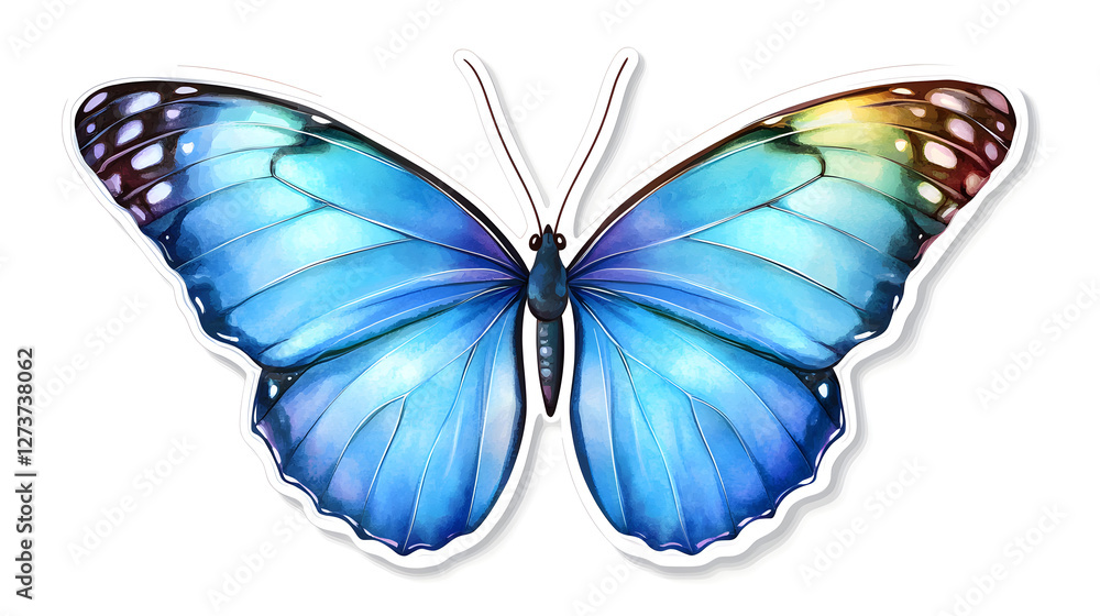 Obraz premium Beautiful butterfly, with blue and purple colors, in the style of cartoon style 