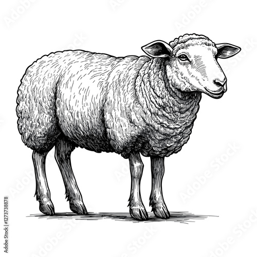 Sheep art drawing animal vector photo