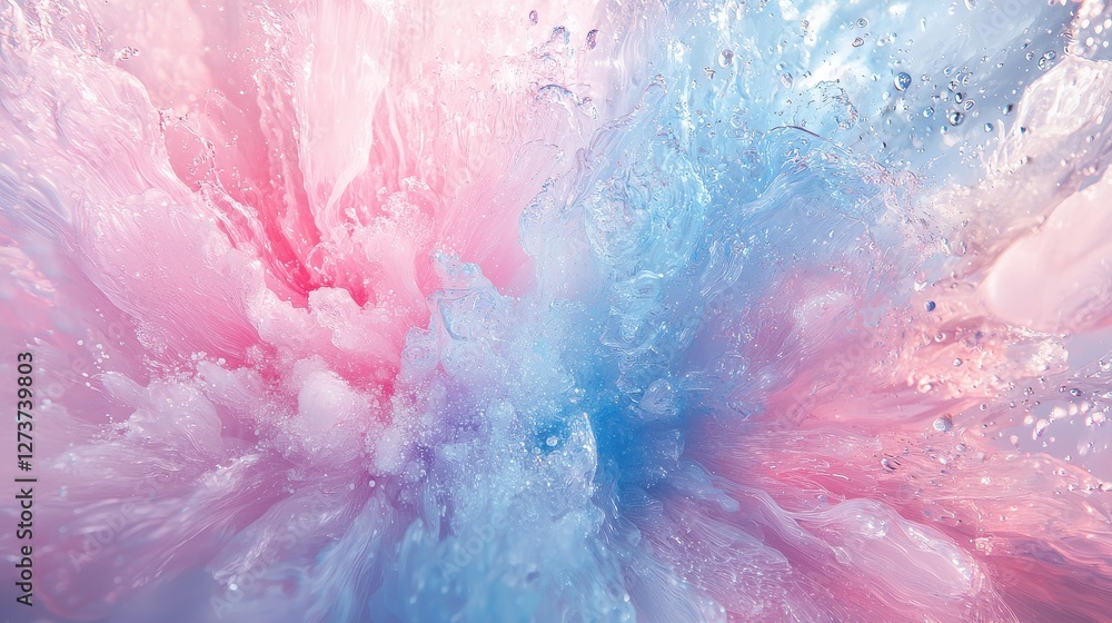 Abstract image of a vibrant explosion of pink, blue, and white colors. The texture is dynamic and energetic, with a high resolution quality. Abstract image of a vibrant explosion of pink, blue, and white colors. The texture is dynamic and energetic, with a high resolution quality.
