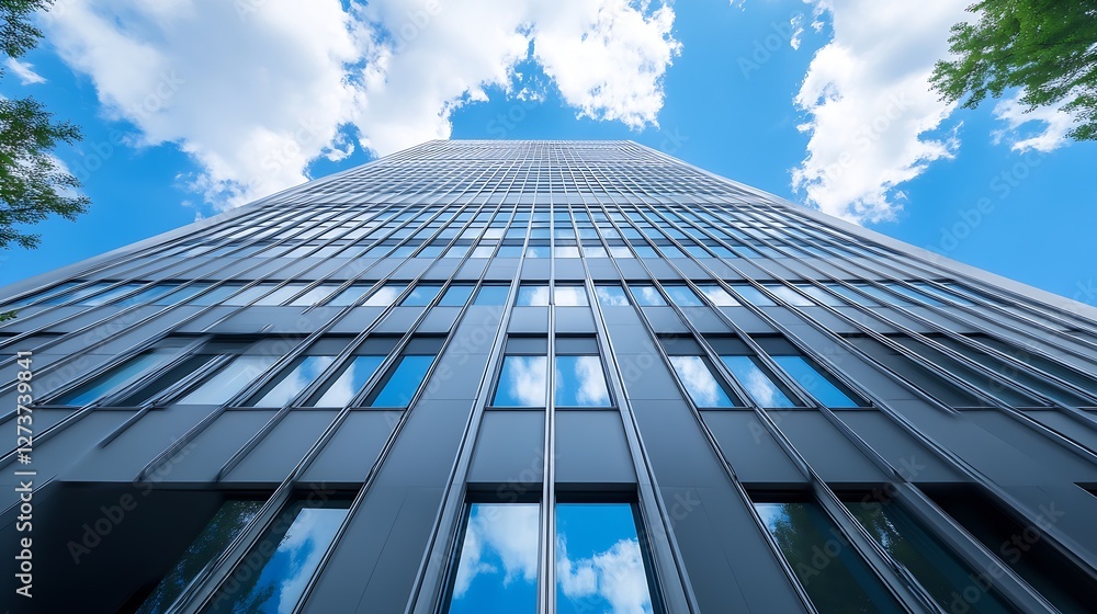Contemporary Urban High Rise Tower Surrounded By Modern Outdoor Atmosphere And Sky : Generative AI