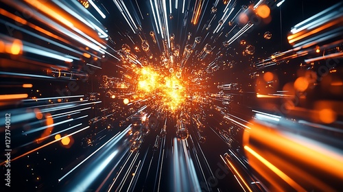 Obraz na płótnie Vivid Display of Energy and Movement in an Abstract Cosmic Scene : Generative AI w salonie