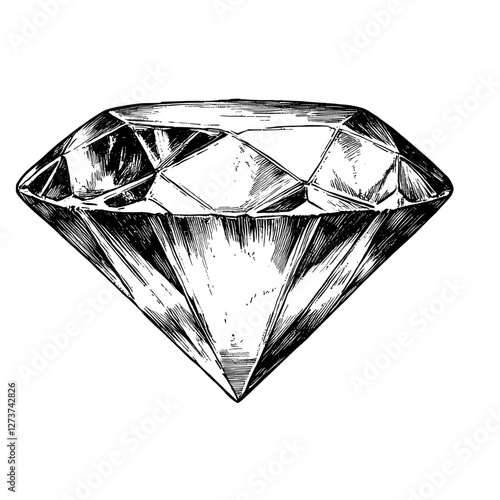 Diamond gemstone black white vector