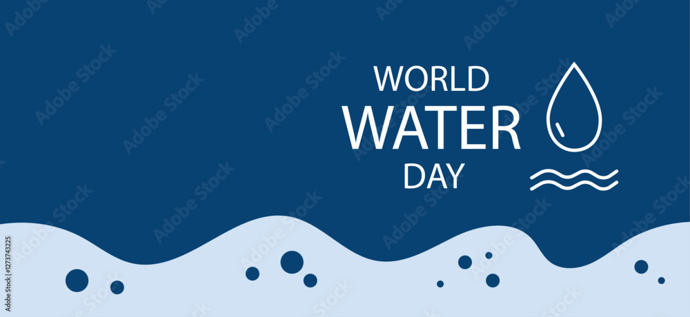 Naklejka premium World water day poster or banner in simple linear style. Vector hand drawn illustration. line art. 