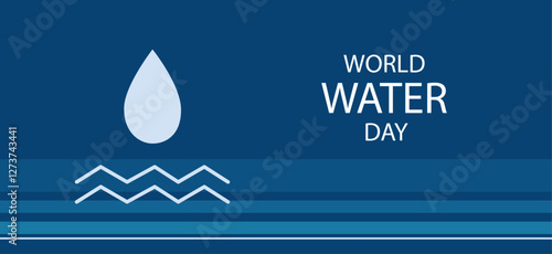 World water day poster or banner in simple linear style. Vector hand drawn illustration. line art. 