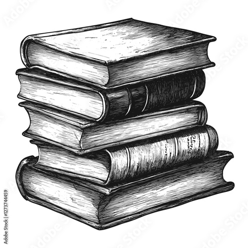 Book stack books art sketch vector