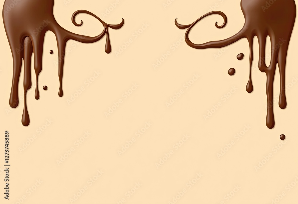 Dripping Chocolate Swirls Create Elegant Frame Design Dripping Chocolate Swirls Create Elegant Frame Design