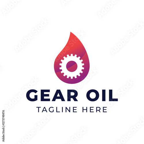 Oil and gear icon logo design. Oil drop with cog wheel icon logo design.