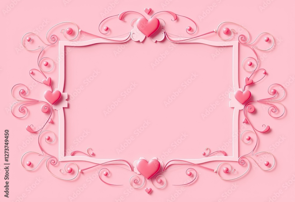 Pink Hearts Frame Romantic Design Valentines Day Pink Hearts Frame Romantic Design Valentines Day