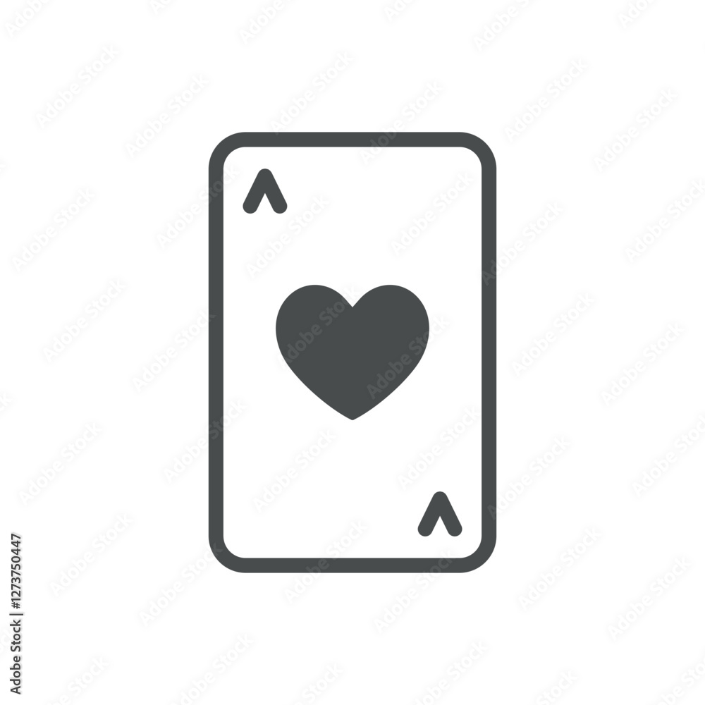 Heart Playing Card Icon. Thin Line Illustration of Ace of Hearts for Poker, Gambling, and Casino Games. Isolated Vector Symbol. Heart Playing Card Icon. Thin Line Illustration of Ace of Hearts for Poker, Gambling, and Casino Games. Isolated Vector Symbol.