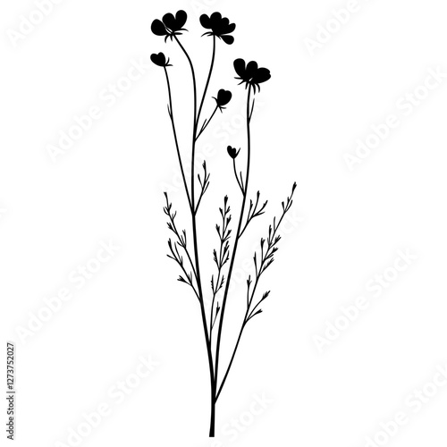 Wild flower Miterwort illustration minimalist simple vector