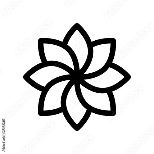 Black And White Geometric Flower Design Icon With Abstract Symmetry