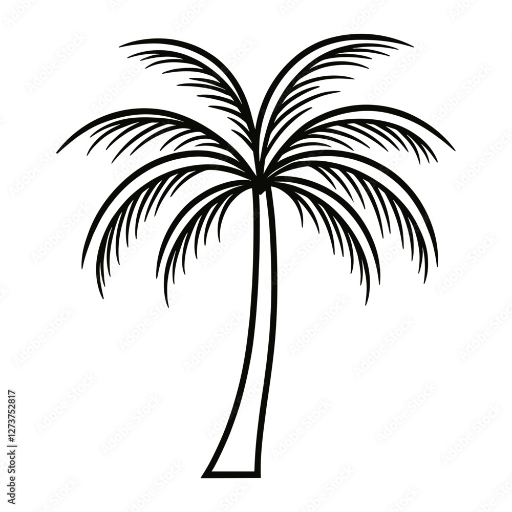 Obraz premium Palm tree illustration drawing black vector