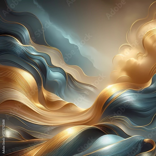 Abstract minimalist luxury elegant metallic texture futuristic gradient watercolor background with smooth gold and silver 