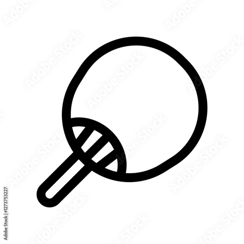 Simple Outline Illustration of a Ping Pong Racket in Black and White
