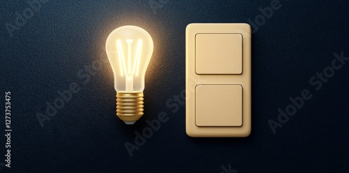 A light switch, colored white, rests on a wall and can signify home illumination or power management