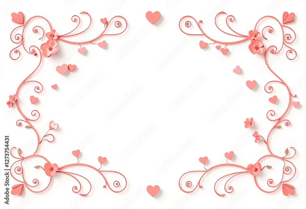 Pink Floral Heart Frame Valentines Design Pink Floral Heart Frame Valentines Design