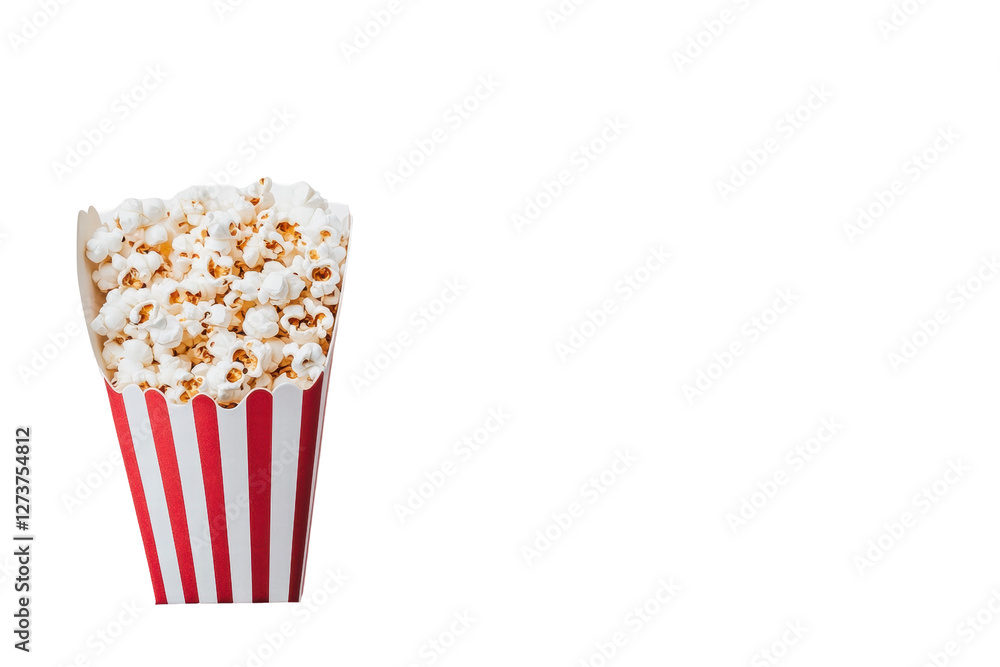 Isolated Popcorn in Striped Container Isolated Popcorn in Striped Container