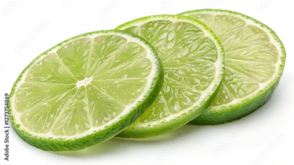Sliced Limes on White Background Sliced Limes on White Background