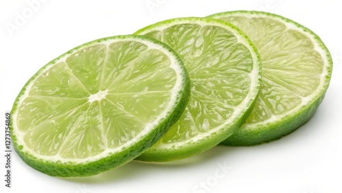 Sliced Limes on White Background