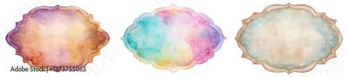 Colorful watercolor backgrounds, decorative frames, soft pastel tones, artistic design elements, creative layout, versatile for invitations.