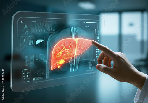 Advanced holographic medical display of liver diagnostics in modern healthcare technology