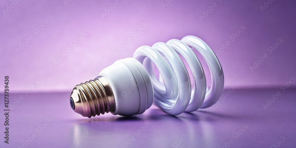 Miniature Spiral CFL Bulb on Lavender Background - Tilt-Shift Photography Miniature Spiral CFL Bulb on Lavender Background - Tilt-Shift Photography