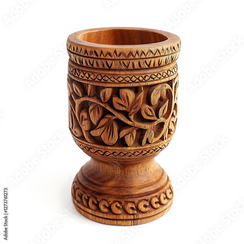 Handcrafted Wooden Candle Holder with Intricate Islamic Calligraphy. photo