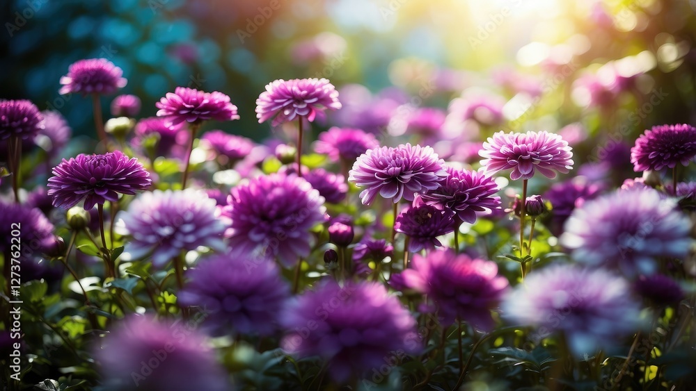 Autumn Chrysanthemum Blooms in a Garden: Vibrant and Beautiful Flowers Autumn Chrysanthemum Blooms in a Garden: Vibrant and Beautiful Flowers