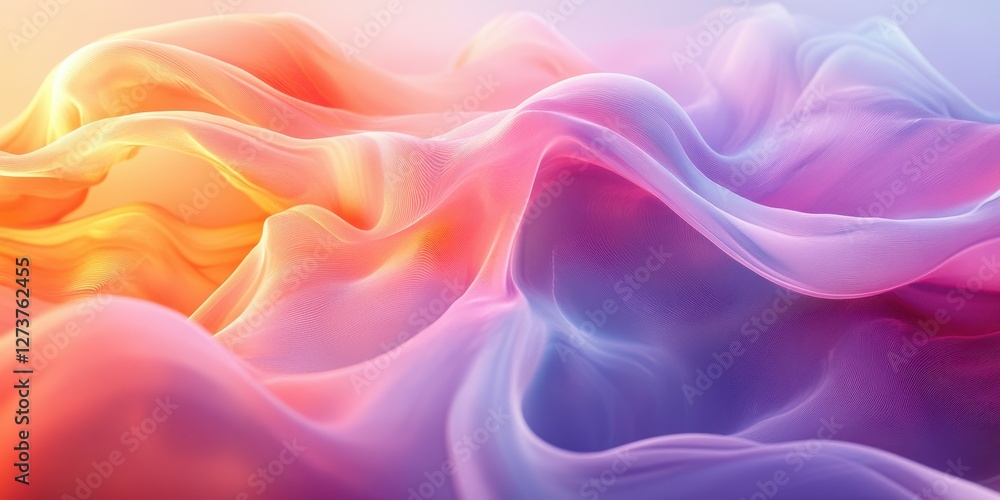 Fluid waves in vibrant hues create a mesmerizing visual display of color and texture at sunrise Fluid waves in vibrant hues create a mesmerizing visual display of color and texture at sunrise