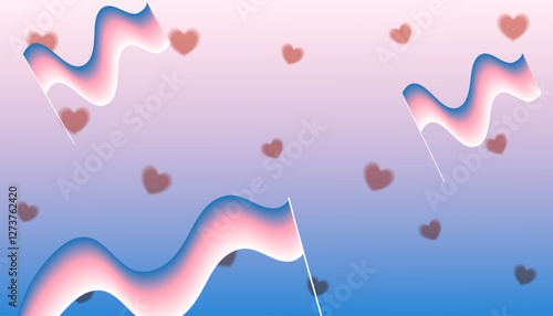 LGBT rainbow, transgender flag during pride month celebration against violence, discrimination, human rights violation. LGBTQ banner template. Equality and self-affirmation. Hearts vector illustration
