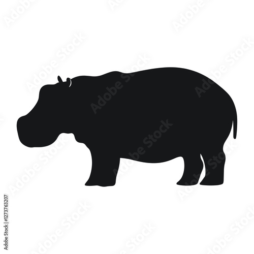 Hippopotamus silhouette illustration wildlife animal vector