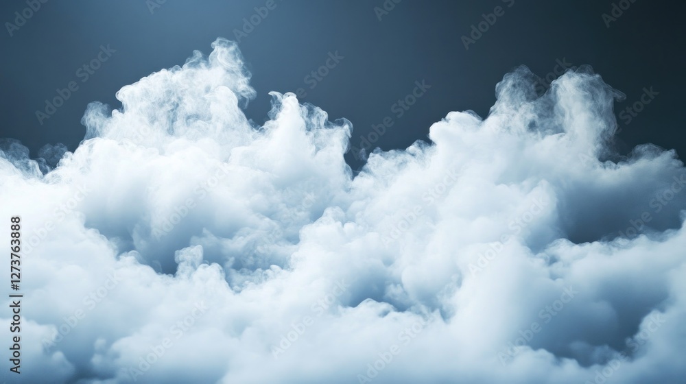 A collection of fluffy white clouds against a dark blue background. A collection of fluffy white clouds against a dark blue background.