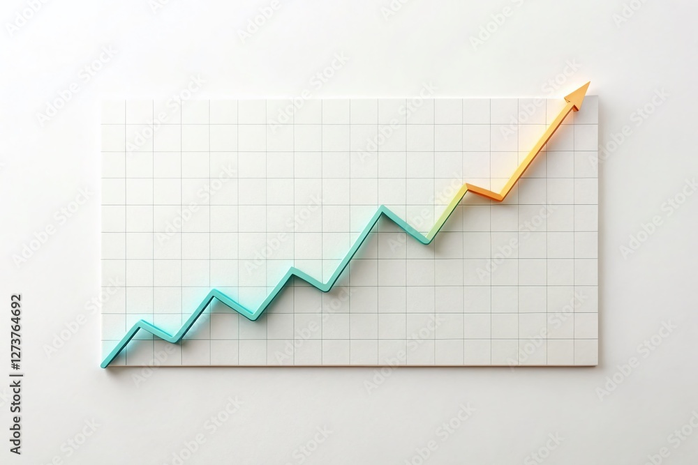 Minimalist Business Growth Chart: Upward Trending Graph on White Background Minimalist Business Growth Chart: Upward Trending Graph on White Background