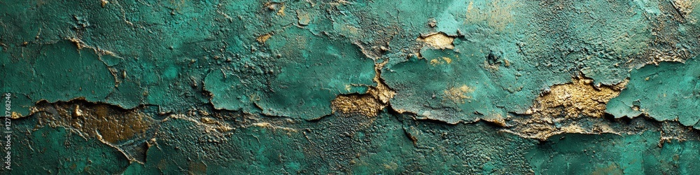 Obraz premium Teal, gold textured wall; abstract background