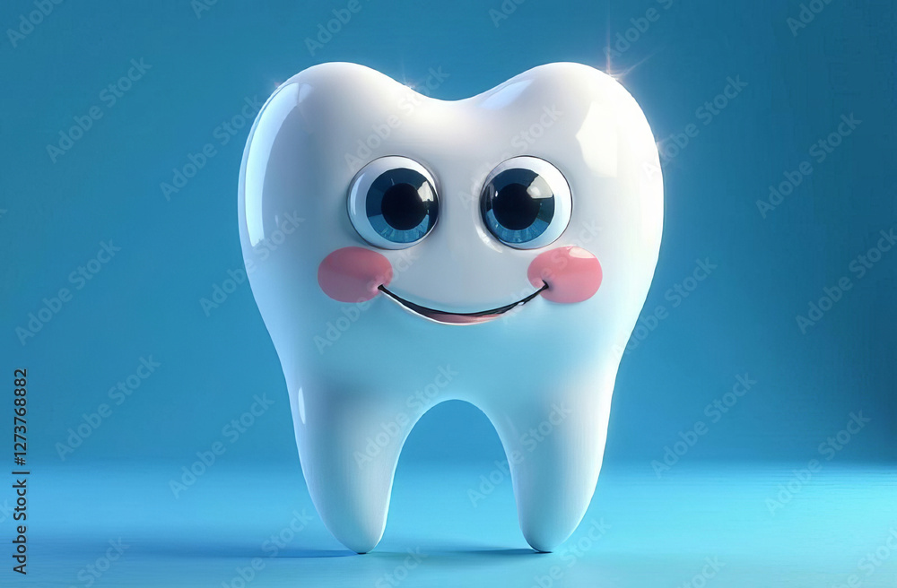 White molar tooth, isolated on clean blue background. Oral care concept. White molar tooth, isolated on clean blue background. Oral care concept.