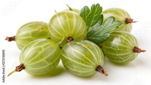 Green Gooseberries on White Background