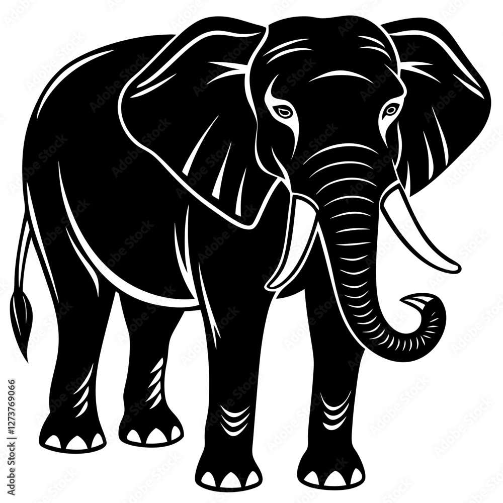 Fototapeta premium Majestic Elephant Icon: African and Asian Elephant Design