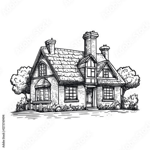 vectorArchitecture hand drawn house art illustration