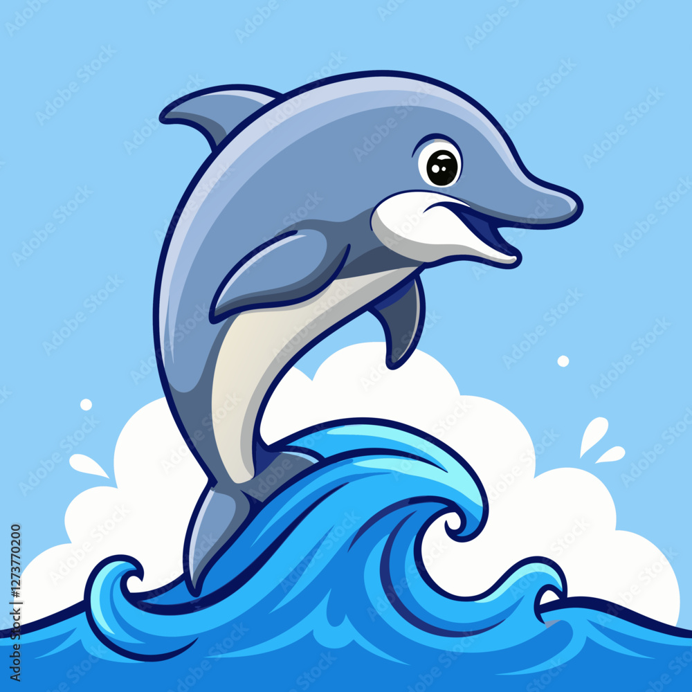 Fototapeta premium Fishing and Wildlife Vector: Leaping Fish in River Scene