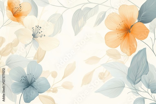 Wallpaper Mural Set of floral background. Modern illustration for graphic and web design, marketing material, social media, presentation template, seasonal greeting cards Torontodigital.ca