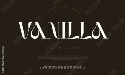 Vanilla, Elegant modern logo beauty font alphabet. Typography beautiful minimal luxury classic letter serif fonts fashion wedding vintage retro logos. vector illustration
