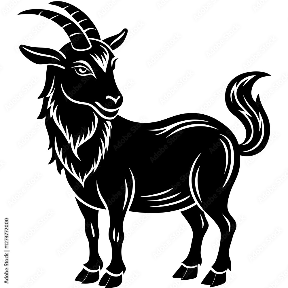 Fototapeta premium Customizable Goat Silhouette Vector Art for Recraft.ai